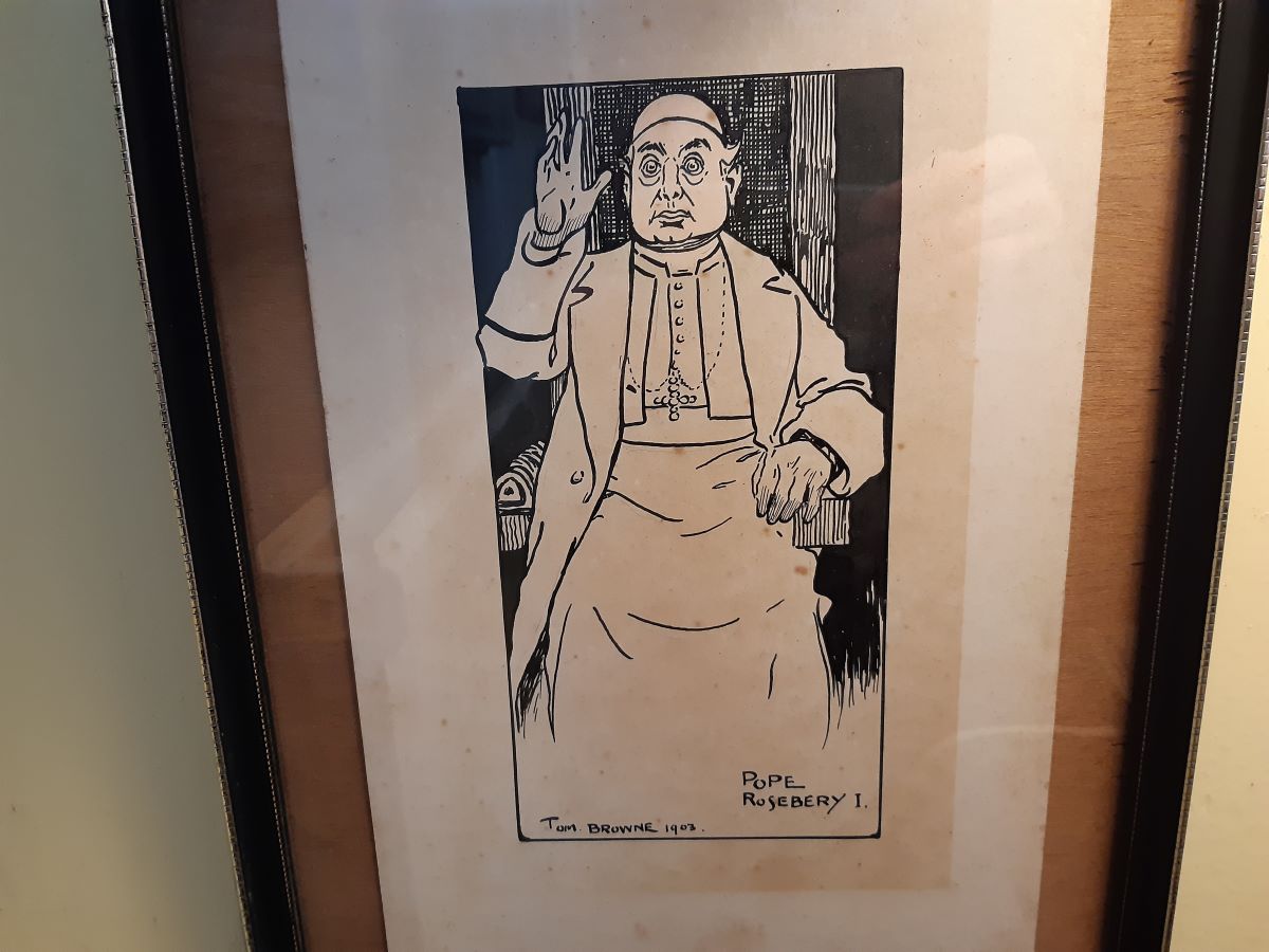 Pen & Ink caricature of Pope Rosebery I